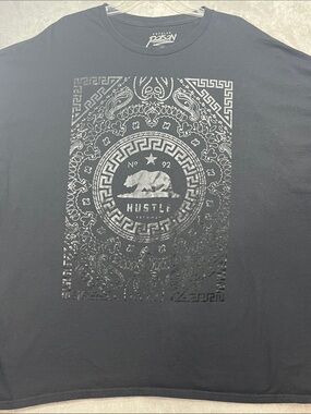 Popular Poison 5XL Black Hustle Bear Bandana Graphic T-Shirt Oversized